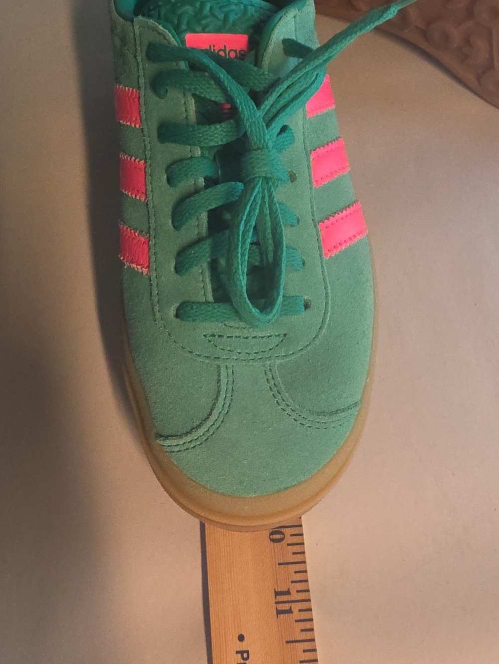 adidas Gazelle Bold Athletic Shoe - Court Green / Lucid Pink Womens Size 6 - Picture 11 of 11